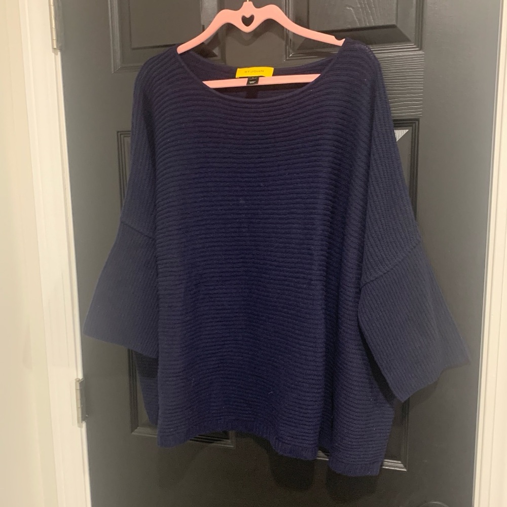 St. John | Navy Blue Bat Sleeve Cashmere Sweater | Sz L